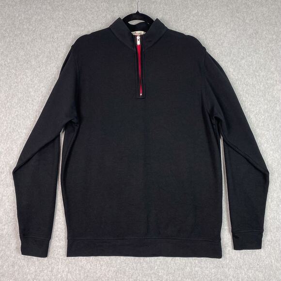 Peter Millar Sweatshirt Mens L Black Golf 1/4 Zip Pullover Long Sleeve - Picture 1 of 8